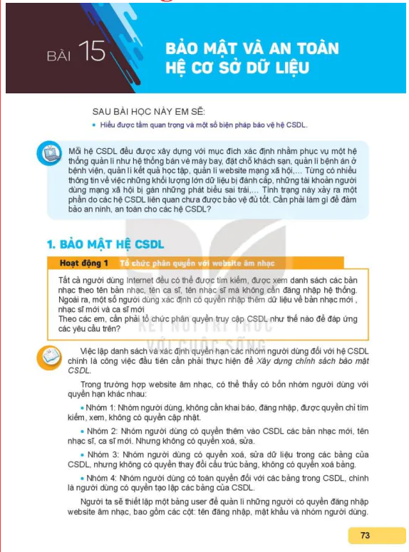 Bài 15: Bảo mật và an toàn hệ cơ sở dữ liệu