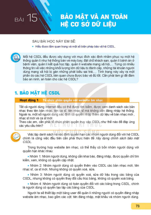 Bài 15: Bảo mật và an toàn hệ cơ sở dữ liệu