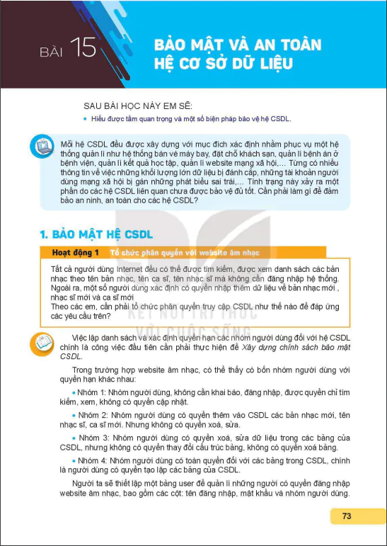 Bài 15: Bảo mật và an toàn hệ cơ sở dữ liệu