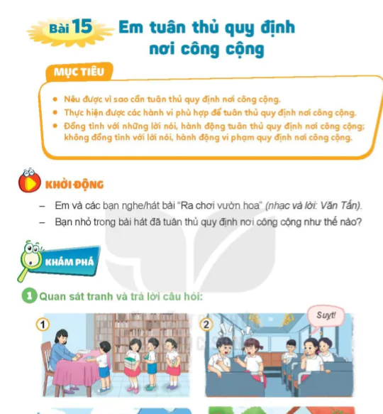 Bài 15: Em tuân thủ quy định nơi công cộng