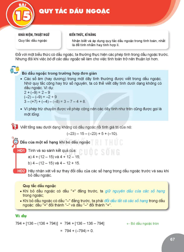 BÀI 15: QUY TẮC DẤU NGOẶC