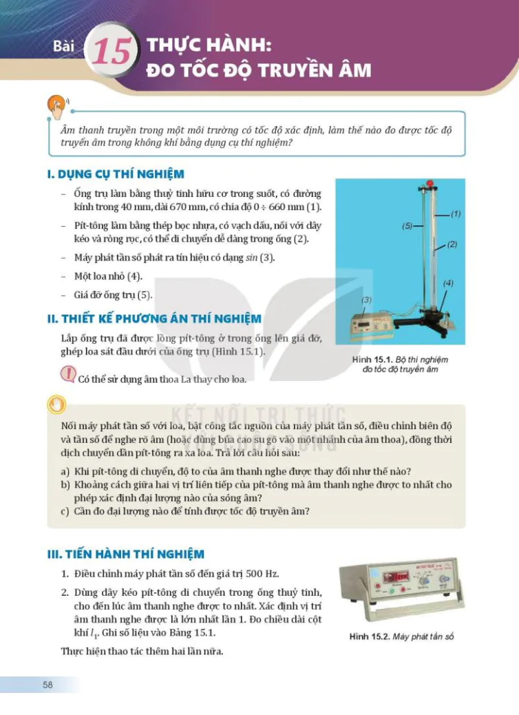 Bài 15: Thực hành: Đo tốc độ truyền âm