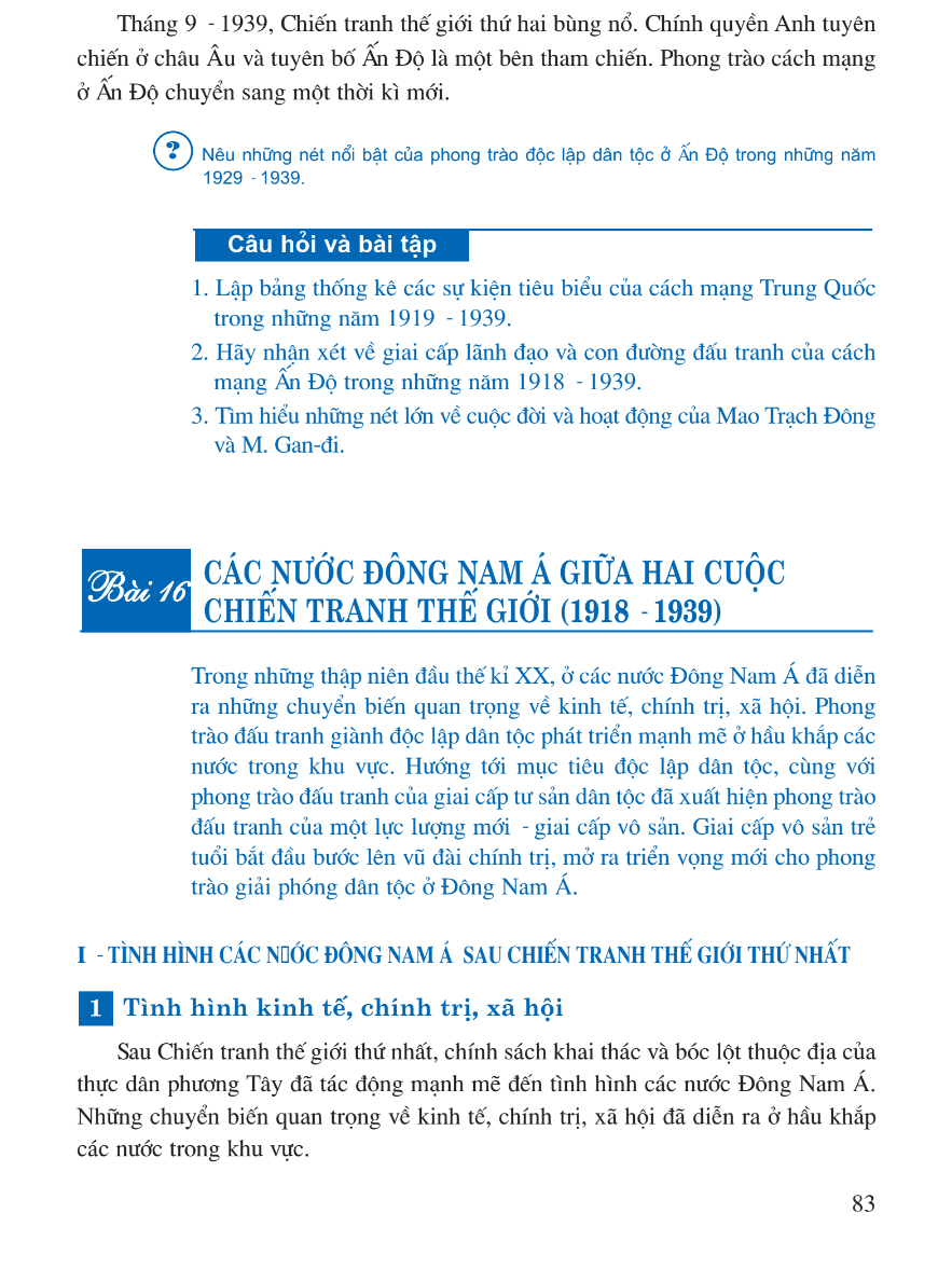 Bài 16: Các Nước Đông Nam Á Giữa Hai Cuộc Chiến Tranh Thế Giới (1918 - 1939)
