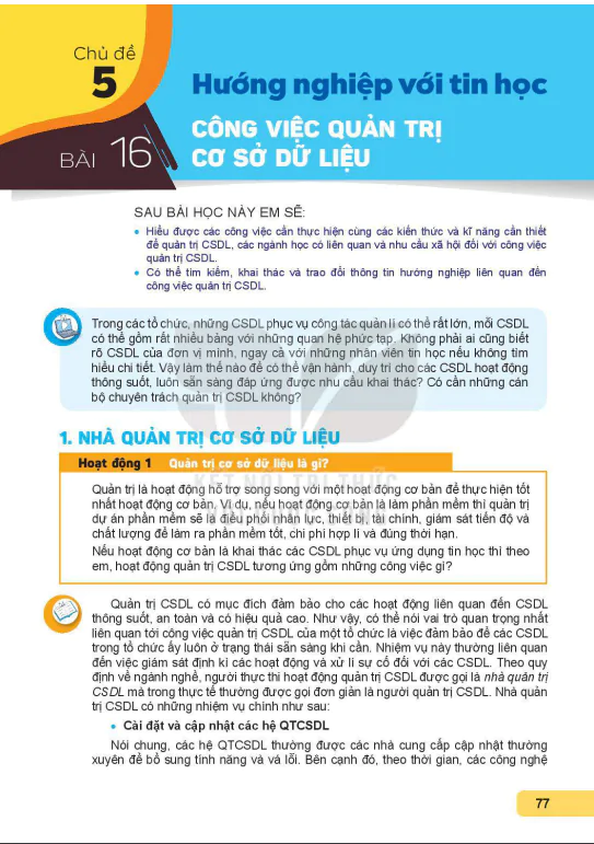Bài 16: Công việc quản trị cơ sở dữ liệu