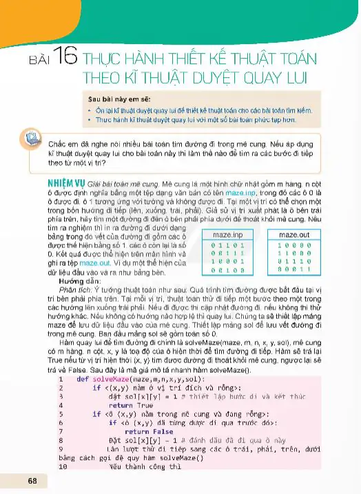 Bài 16: Thực Hành Thiết Kế Thuật Toán Theo Kĩ Thuật Duyệt Quay Lui