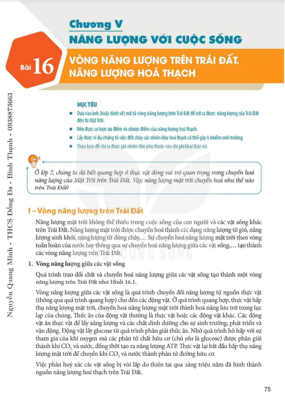 Bài 16. Vòng năng lượng trên trái Đất. Năng lượng hoá thạch
