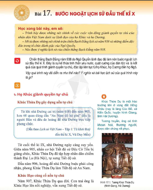 Bài 17. Bước ngoặt lịch sử đầu thế kỉ X