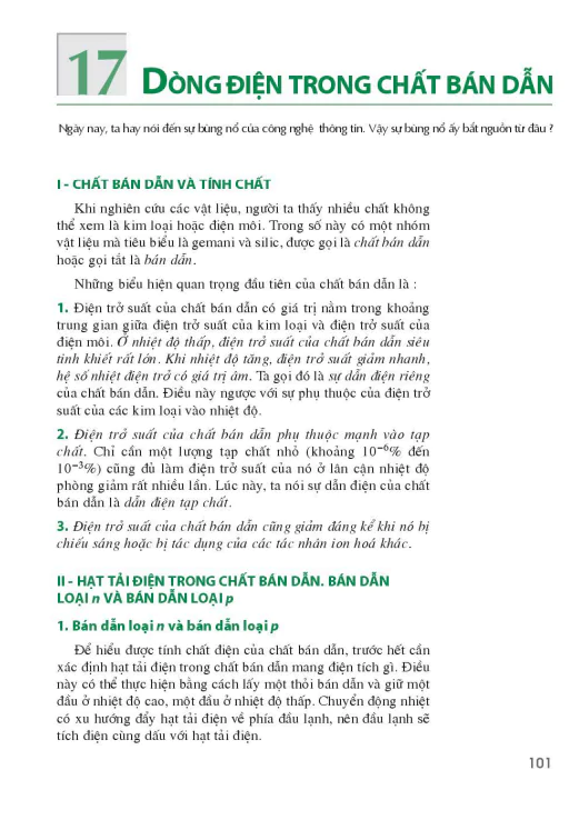 Bài 17: Dòng điện trong chất bán dẫn 