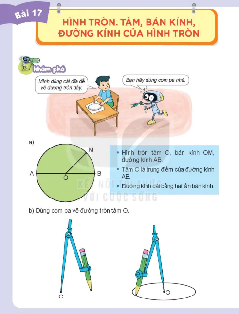 Bài 17: Hình tròn. Tâm, bán kính, đường kính của hình tròn