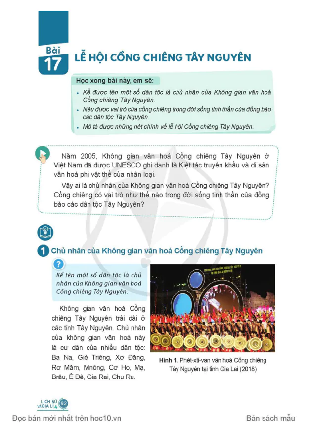 BÀI 17: LỄ HỘI CỒNG CHIÊNG TÂY NGUYÊN