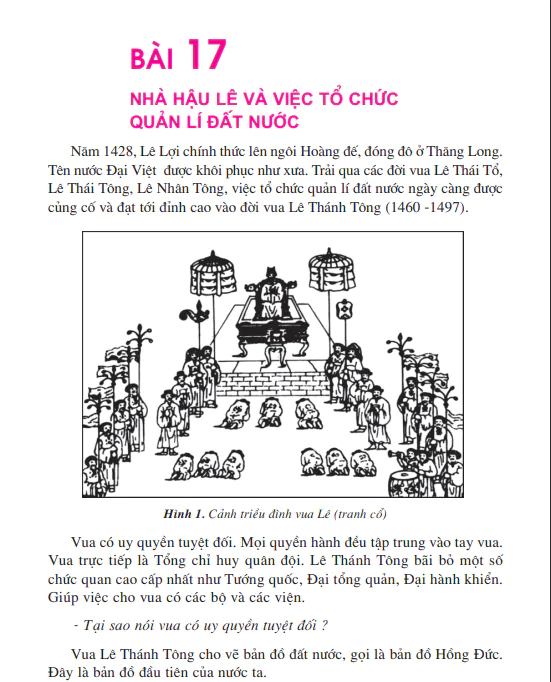 Bài 17: Nhà Hậu Lê và việc tổ chức quản lí đất nước.