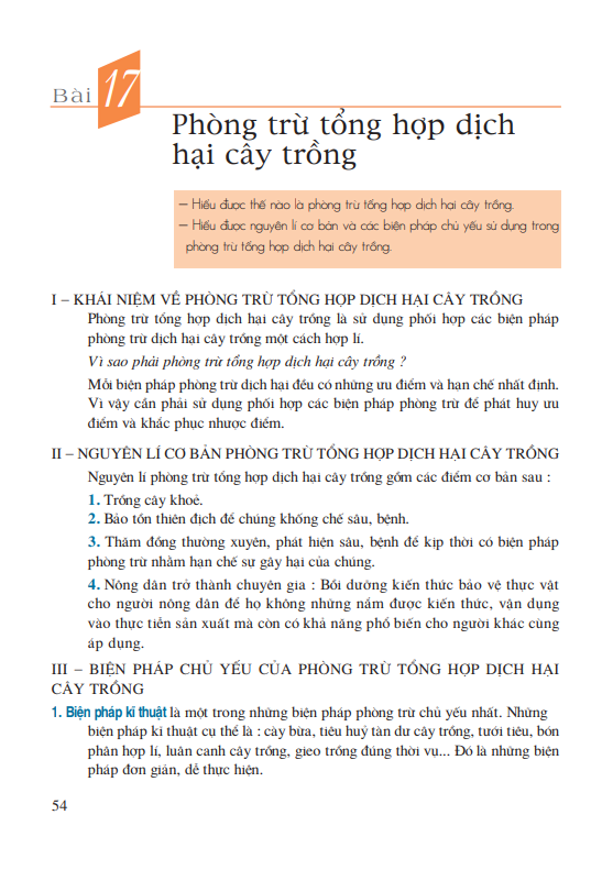 Bài 17: Phòng trừ tổng hợp dịch hại cây trồng