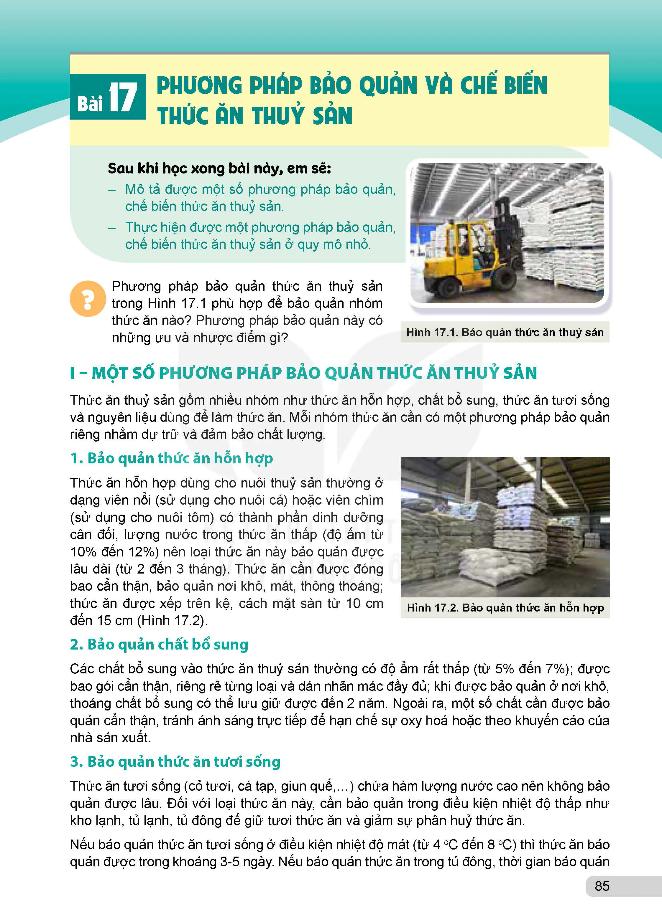 Bài 17: Phương pháp bảo quản và chế biến thức ăn thủy sản 