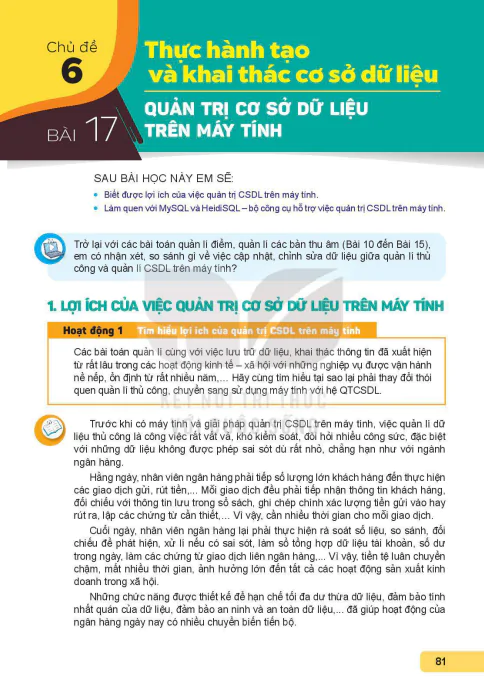 Bài 17: Quản trị cơ sở dữ liệu trên máy tính