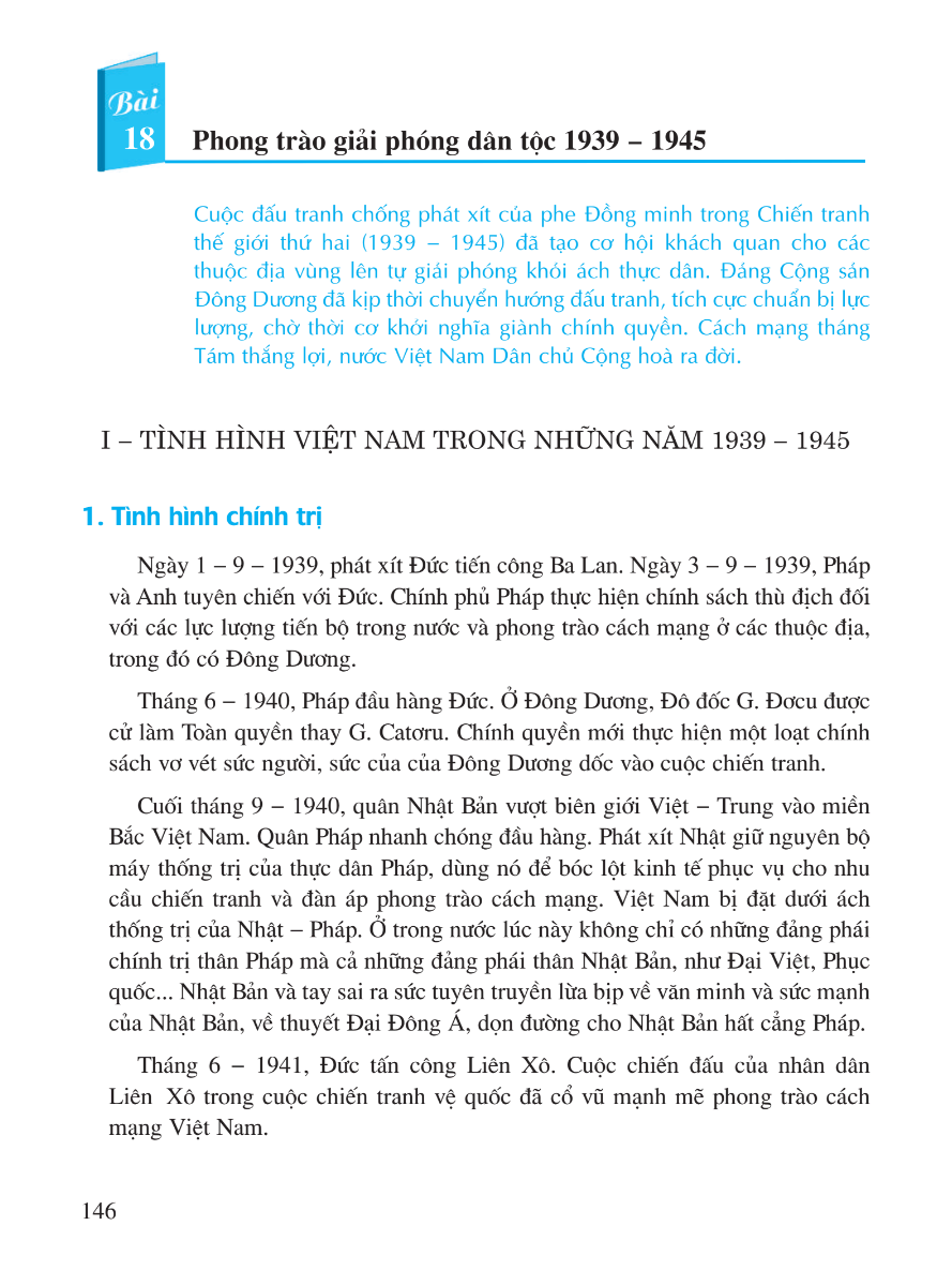 Bài 18: Phong Trào Giải Phóng Dân Tộc 1939 - 1945
