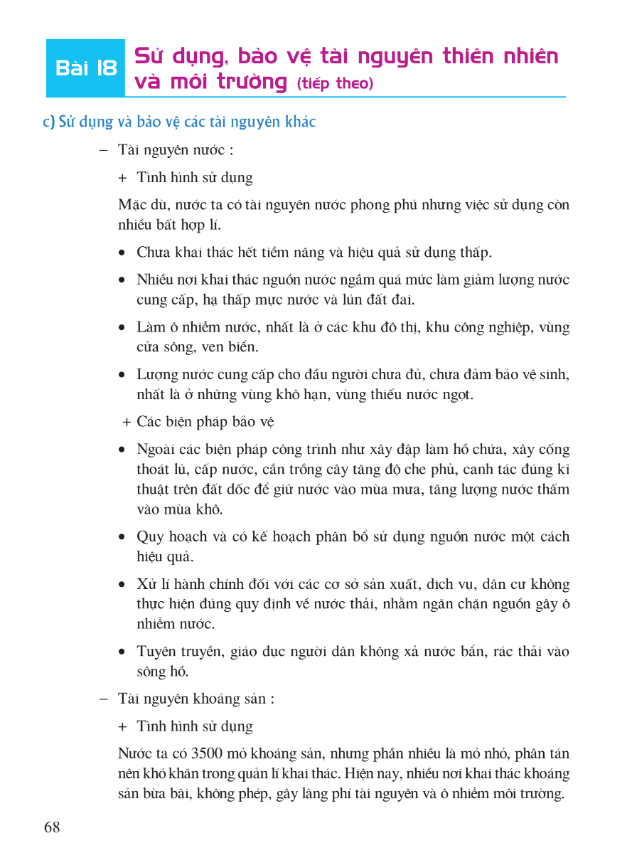 Bài 18: Sử Dụng, Bảo Vệ Tài Nguyên Thiên Nhiên Và Môi Trường (tiếp theo)