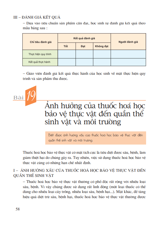 Bài 19: Ảnh hưởng của thuốc hóa học bảo vệ thực vật đến quần thể sinh vật và môi trường