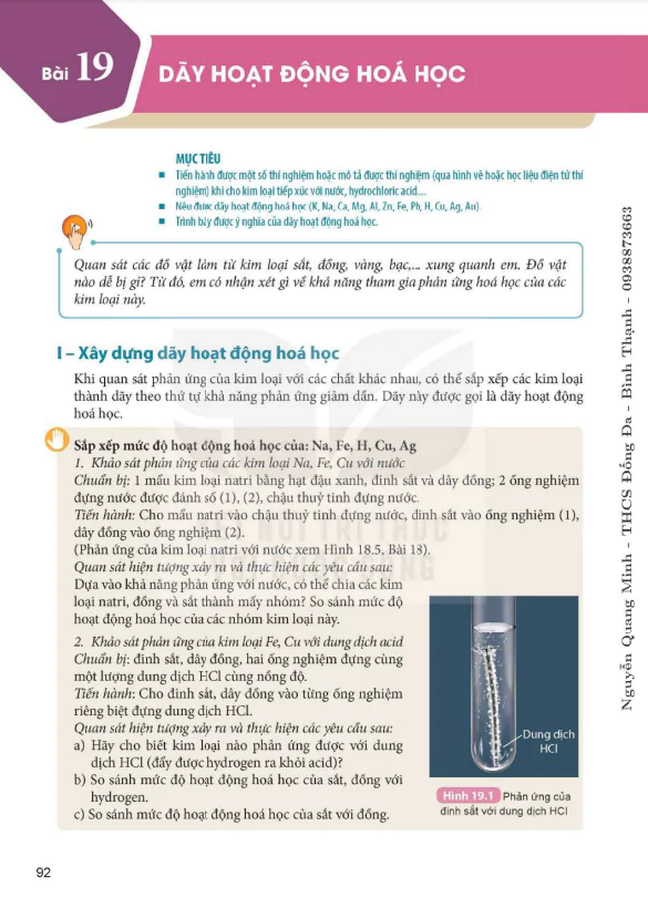 Bài 19. Dãy hoạt động hoá học