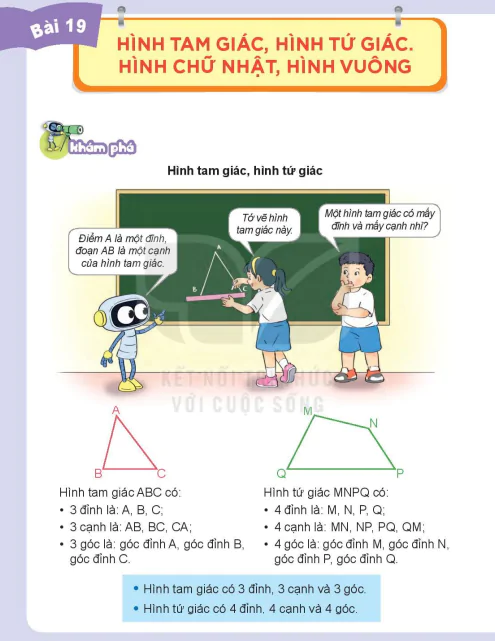 Bài 19: Hình tam giác, hình tứ giác, hình chữ nhật, hình vuông.