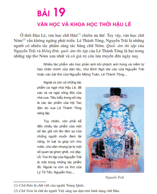 Bài 19: Văn học và khoa học thời Hậu Lê