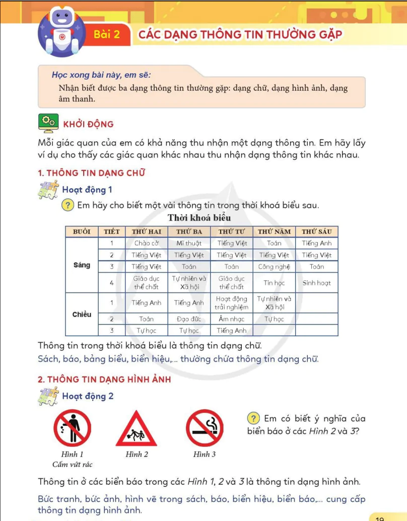 Bài 2: Các Dạng Thông Tin Thường Gặp