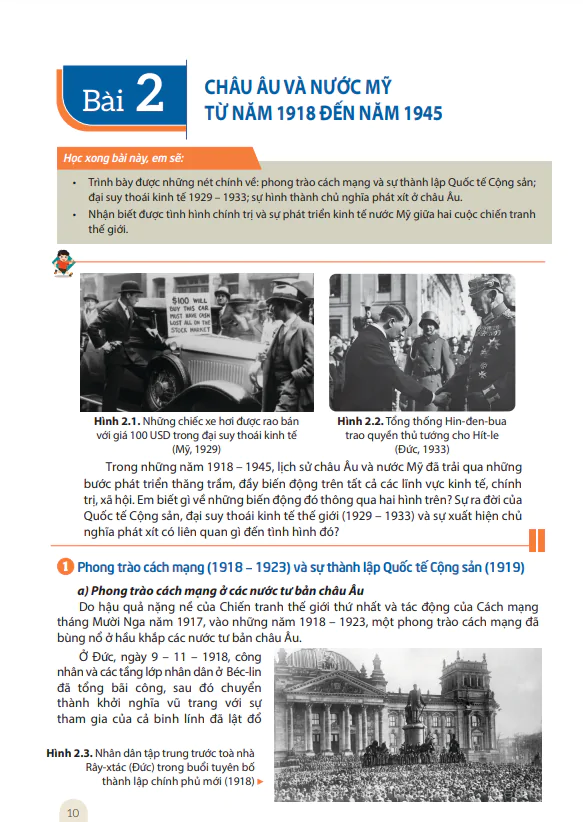 Bài 2: CHÂU ÂU VÀ NƯỚC MỸ TỪ NĂM 1918 ĐẾN NĂM 1945