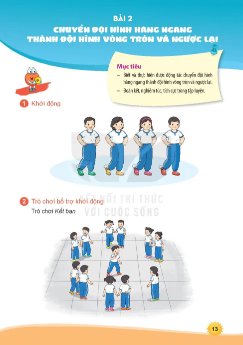 Bài 2. Chuyển đội hình hàng ngang thành đội hình vòng tròn và ngược lại