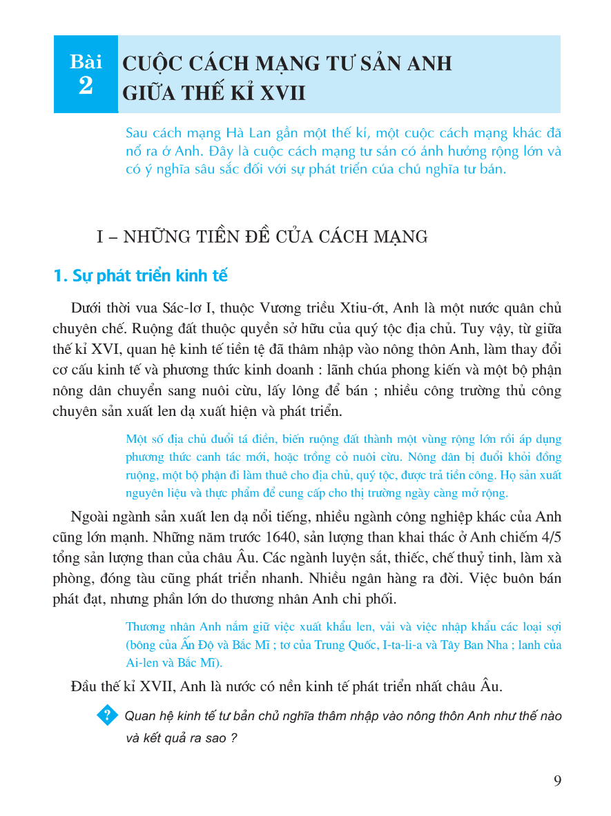 Bài 2: Cuộc Cách Mạng Tư Sản Anh Giữa Thế Kỉ XVII