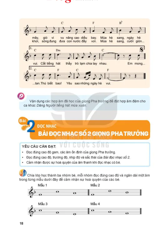 Bài 2: Đọc nhạc - Bài đọc nhạc số 2 giọng Pha trưởng