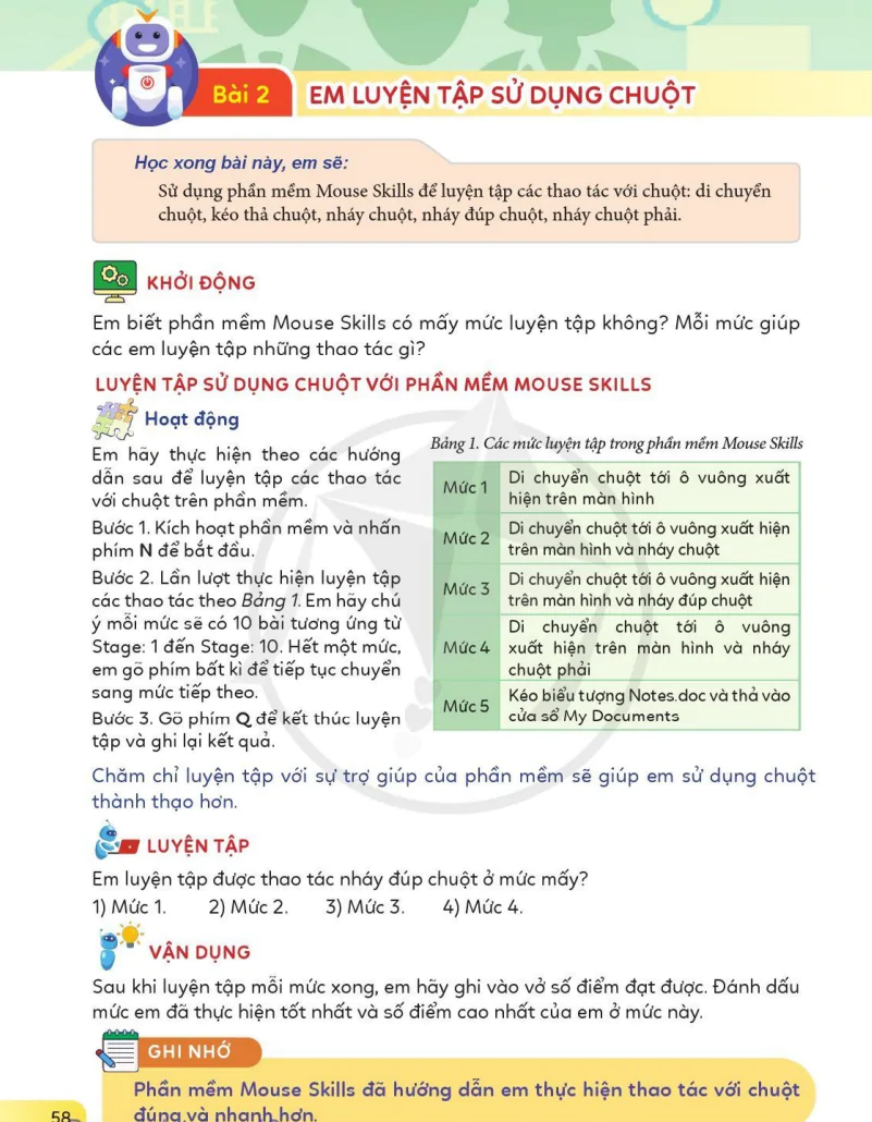 Bài 2: Em Luyện Tập Sử Dụng Chuột