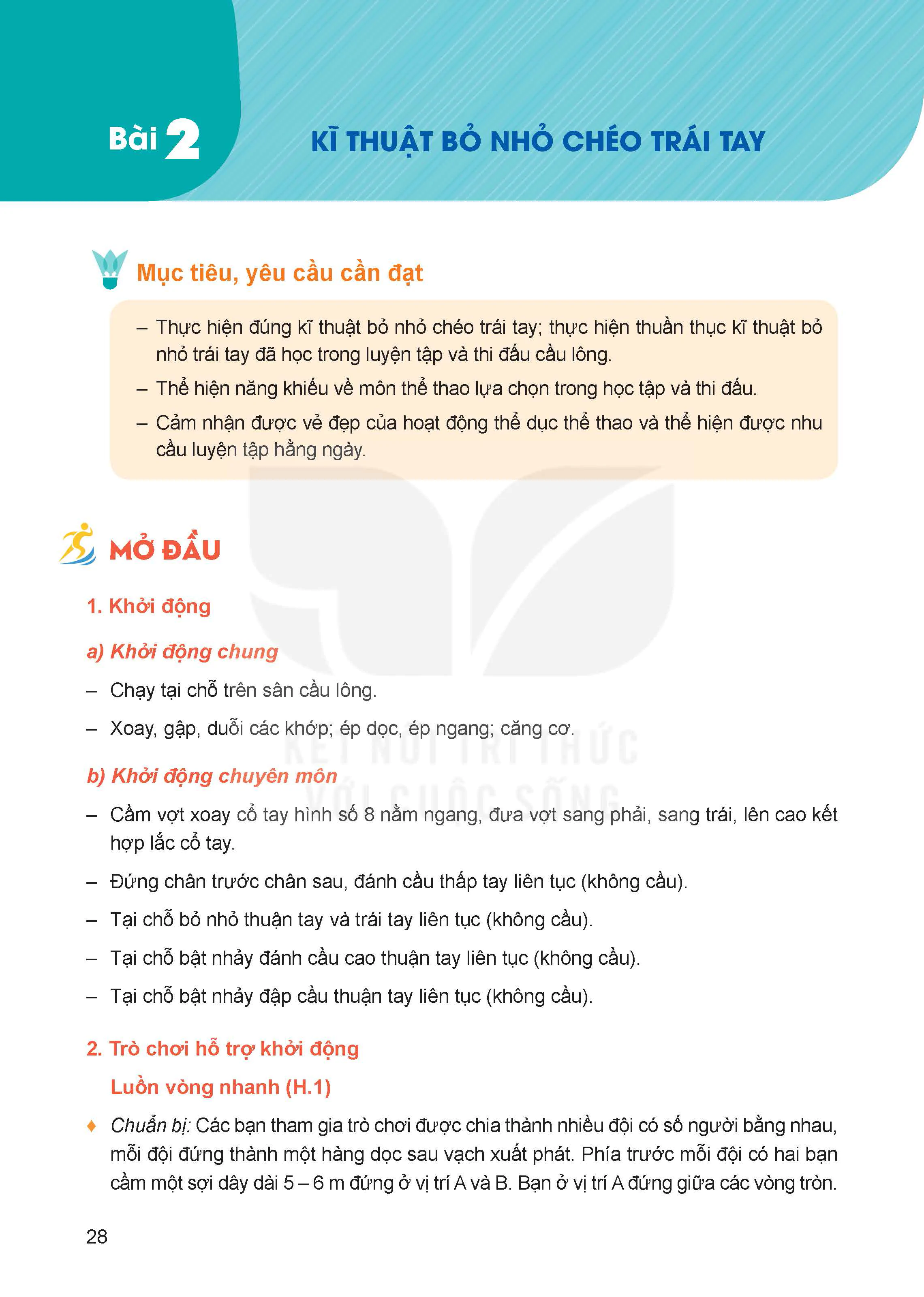 Bài 2. Kĩ thuật bỏ nhỏ chéo trái tay