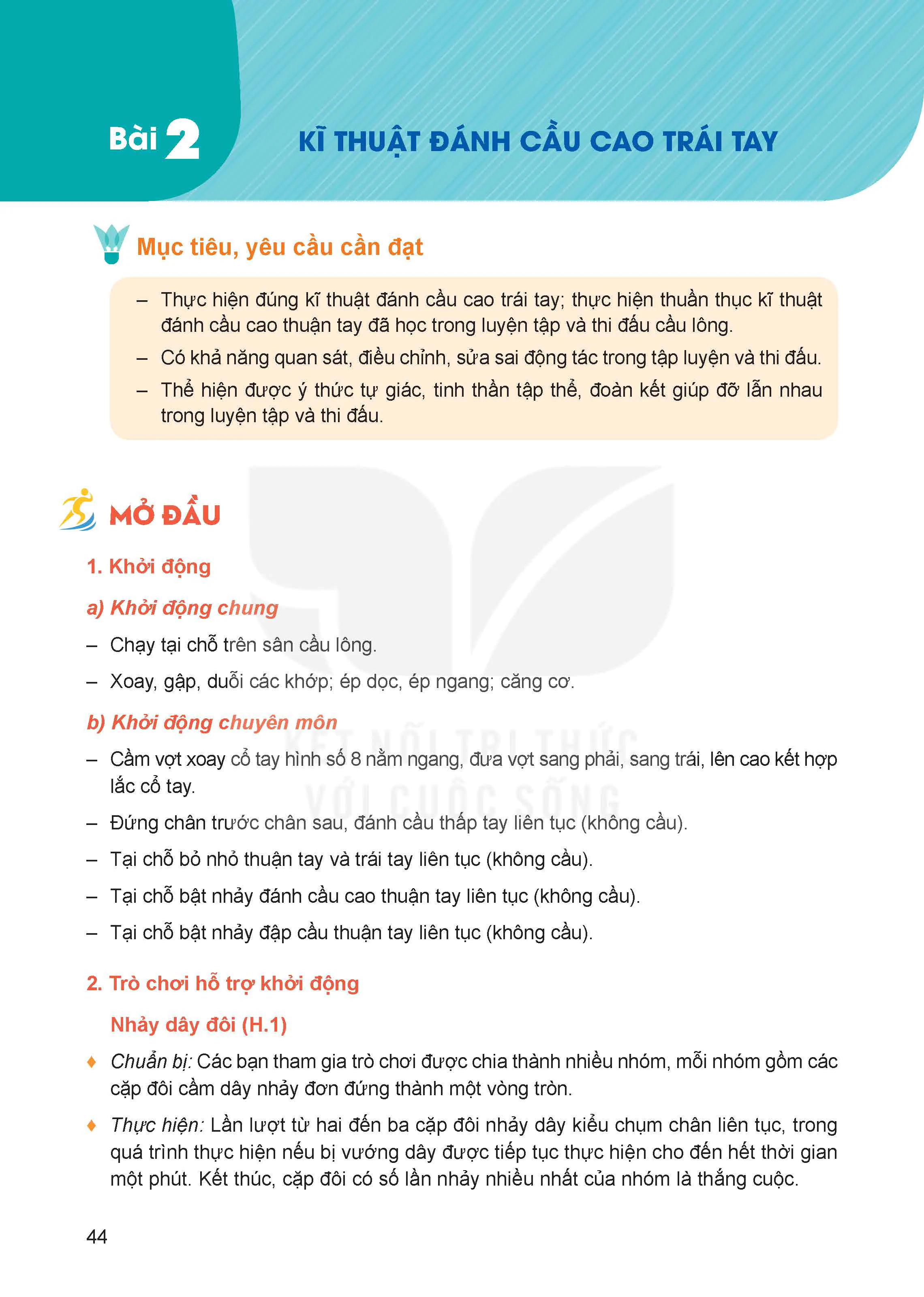 Bài 2. Kĩ thuật đánh cầu cao trái tay