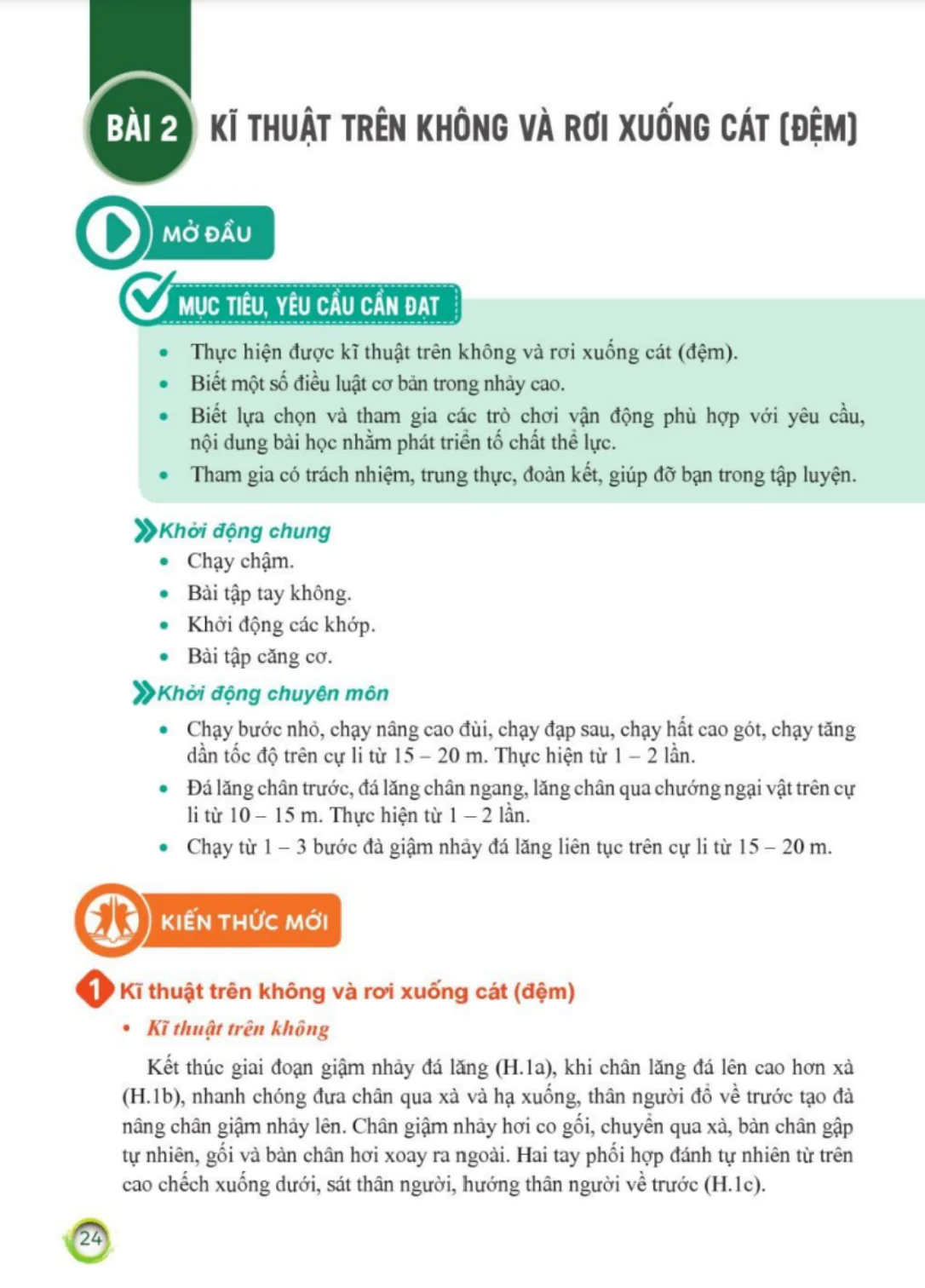 Bài 2. Kĩ thuật trên không và rơi xuống cát (đệm)