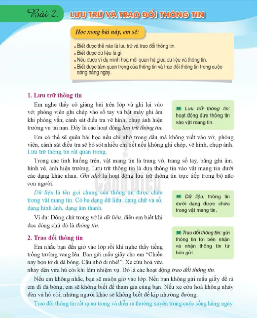Bài 2. Lưu trữ và trao đổi thông tin