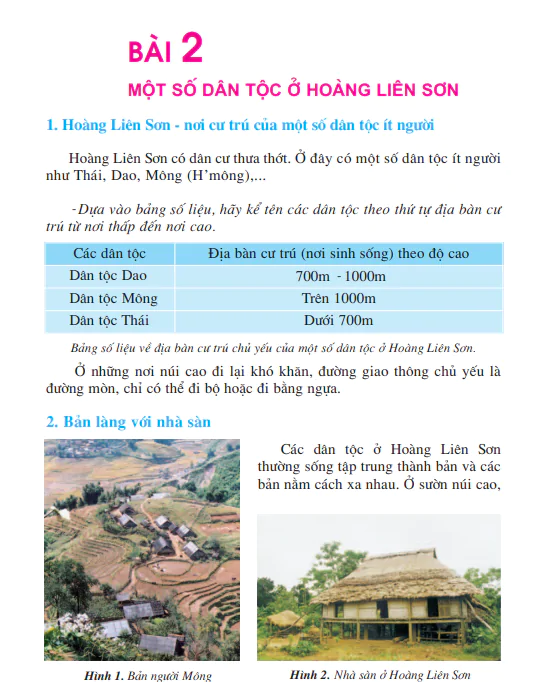 Bài 2: Một số dân tộc ở Hoàng Liên Sơn
