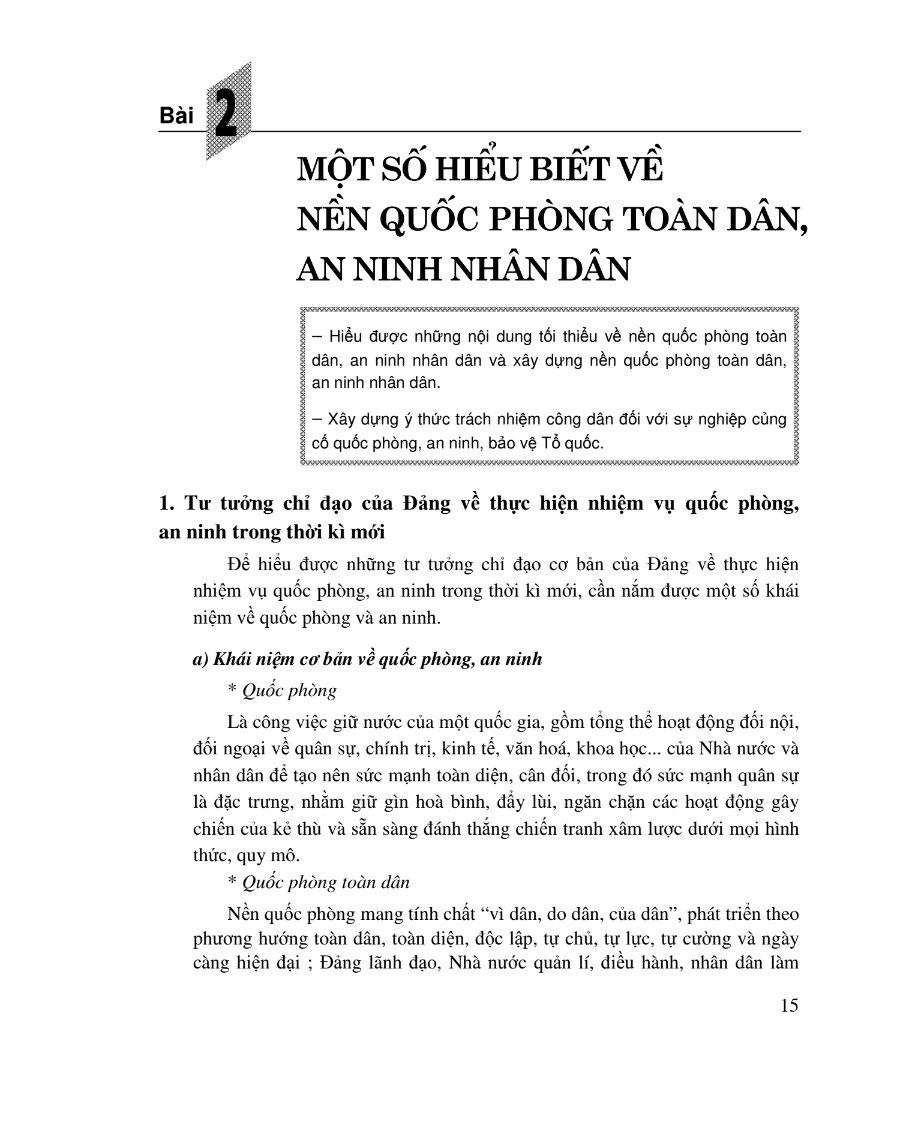 Bài 2: Một Số Hiểu Biết Về Nền Quốc Phòng Toàn Dân, An Ninh Nhân Dân