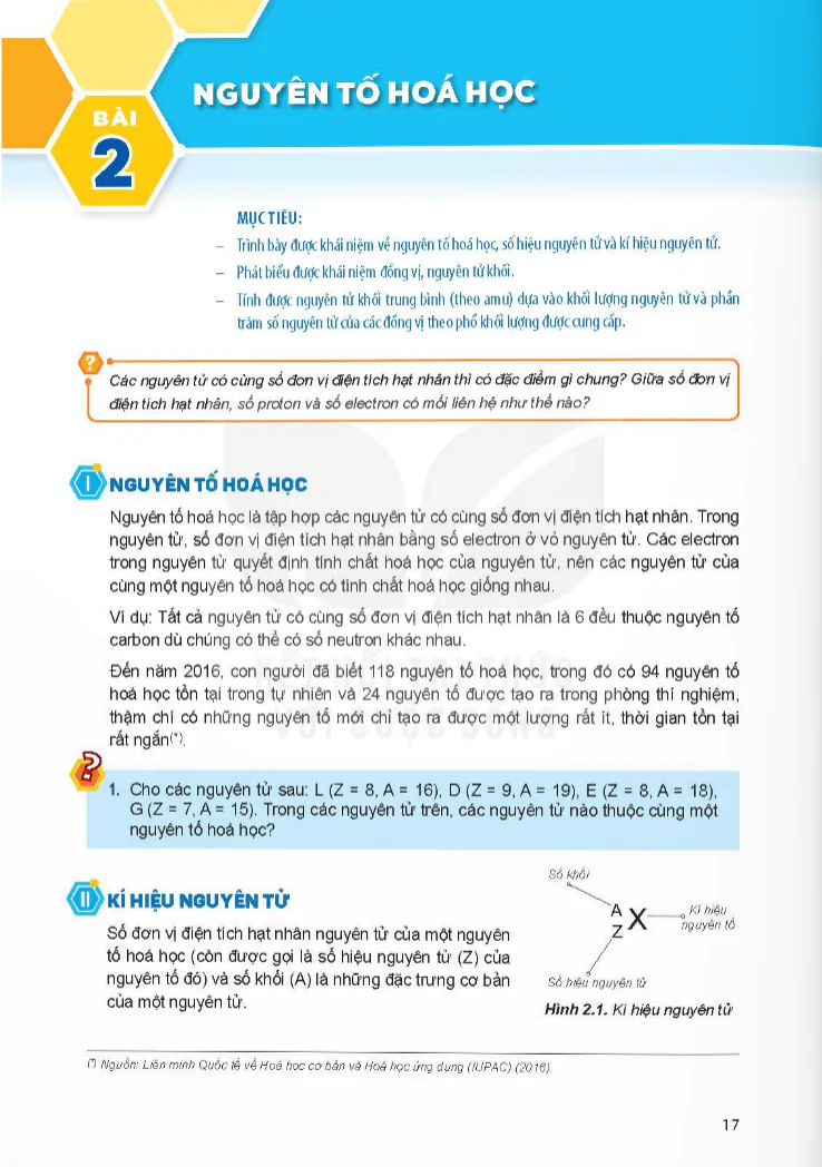 Bài 2: Nguyên tố hóa học