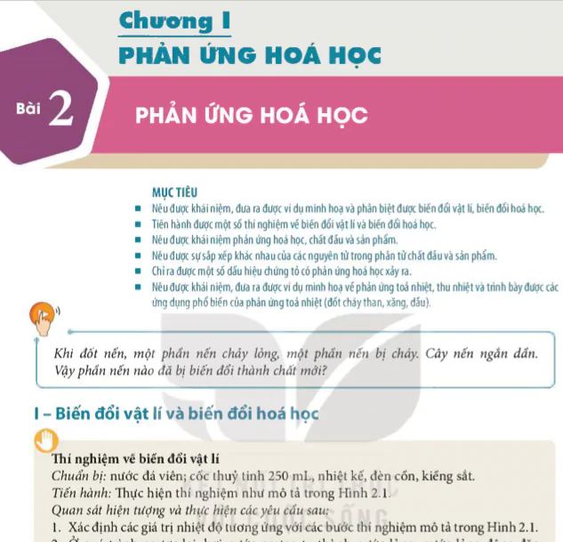 Bài 2: Phản ứng hóa học