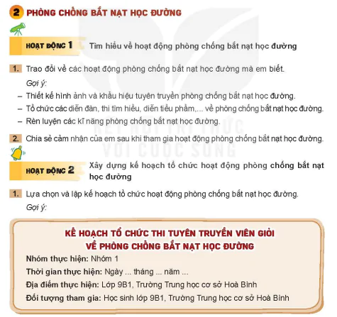 Bài 2: PHÒNG CHỐNG BẮT NẠT HỌC ĐƯỜNG