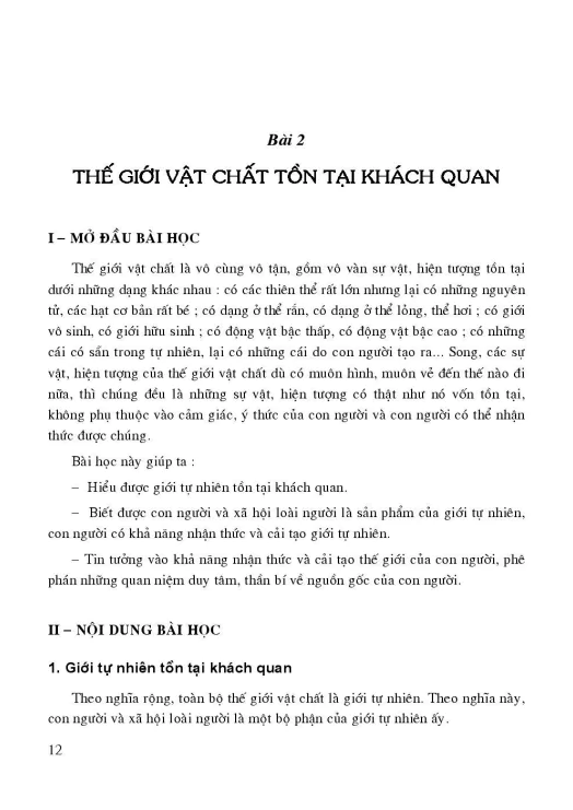 Bài 2: Thế giới vật chất tồn tại khách quan