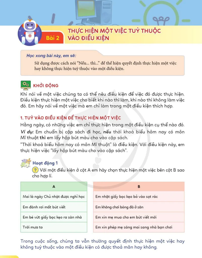 Bài 2: Thực Hiện Một Việc Tùy Thuộc Vào Điều Kiện