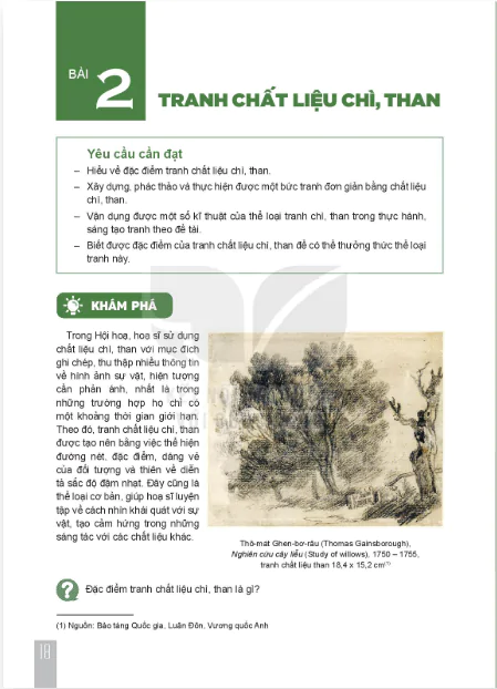 Bài 2: Tranh chất liệu chì, than