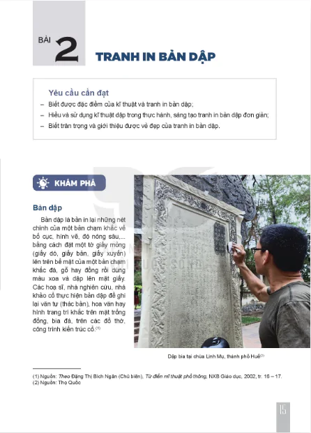 Bài 2: Tranh in bản dập