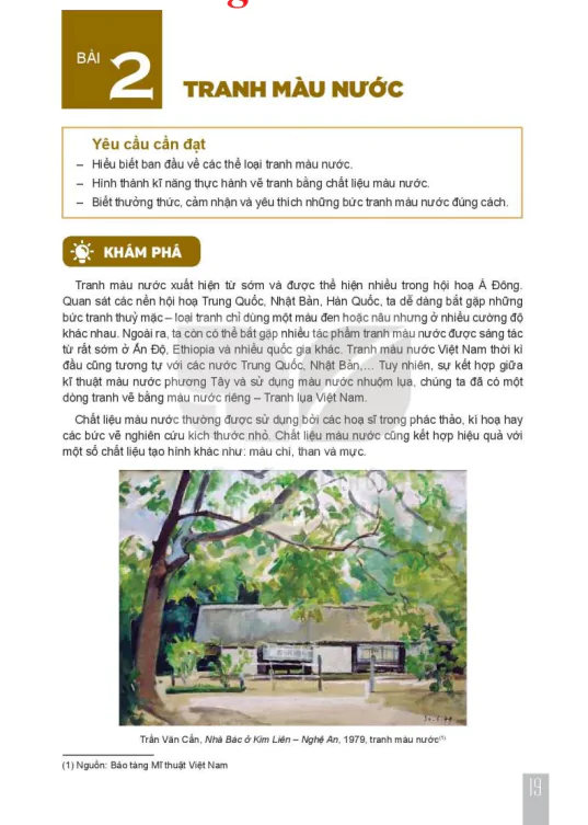 Bài 2: Tranh màu nước