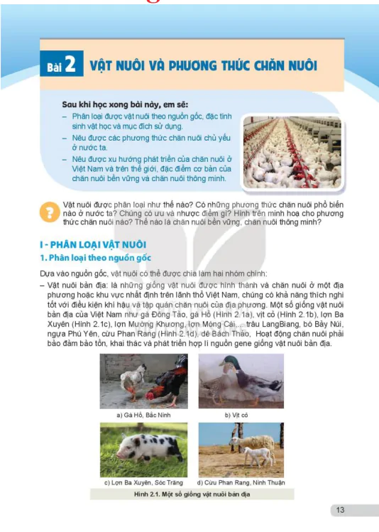 Bài 2: Vật nuôi và phương thức chăn nuôi