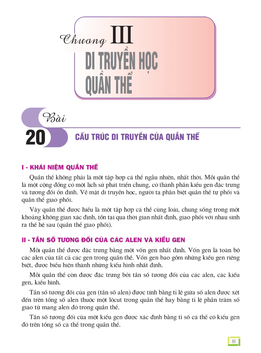 Bài 20: Cấu Trúc Di Truyền Của Quần Thể