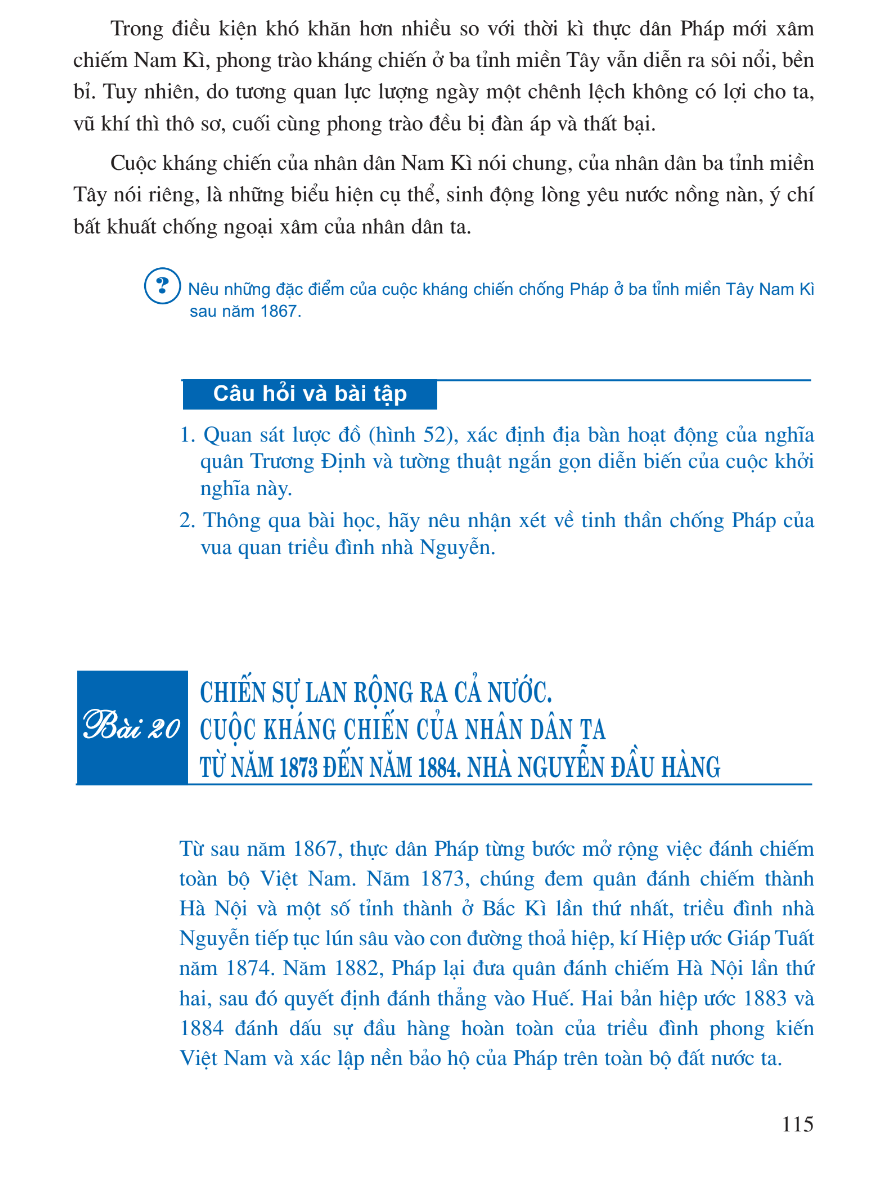 Bài 20: Chiến Sự Lan Rộng Ra Cả Nước. Cuộc Kháng Chiến Của Nhân Dân Ta Từ Năm 1873 Đến Năm 1884. Nhà Nguyễn Đầu Hàng
