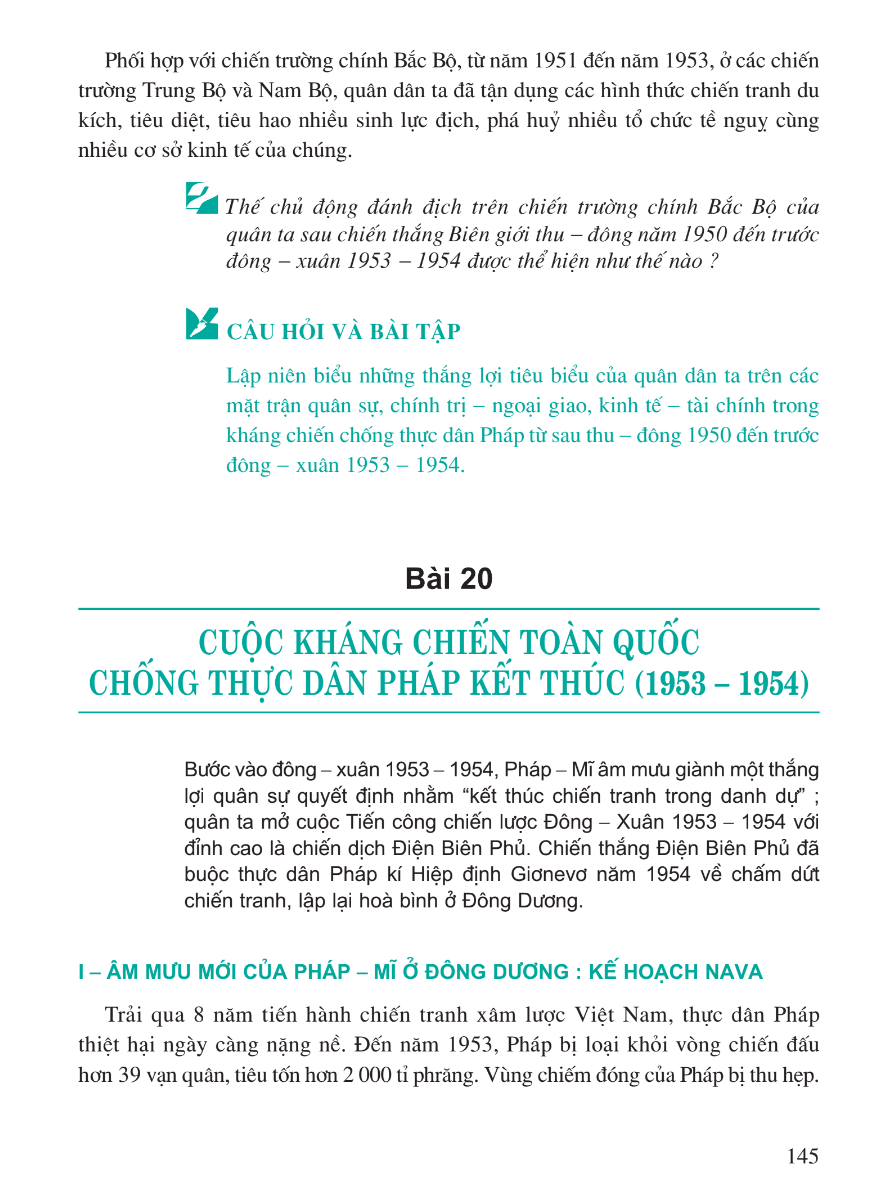 Bài 20: Cuộc Kháng Chiến Toàn Quốc Chống Thực Dân Pháp Kết Thúc (1953 - 1954)