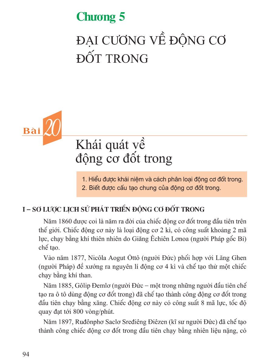 Bài 20: Khái Quát Về Động Cơ Đốt Trong