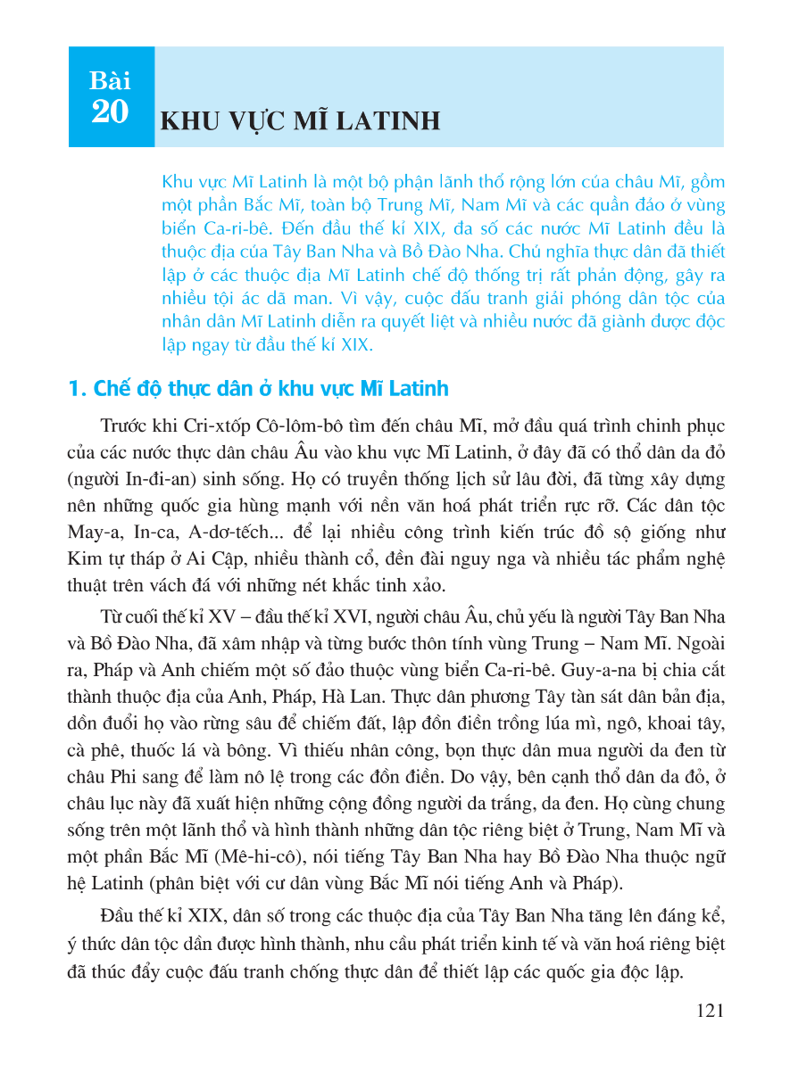 Bài 20: Khu Vực Mĩ Latinh